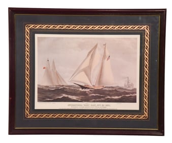 Professionally Framed Print of 1871 Yacht Race