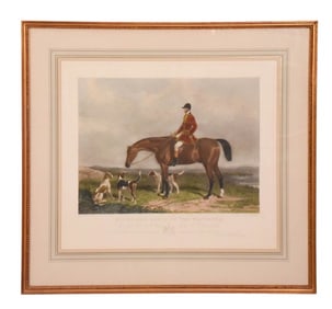 Antique Barraud Hacker Color Engraving Hunt Scene