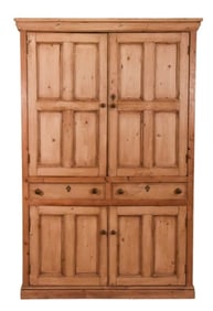 Antique Distressed Pine Armoire / Linen Press