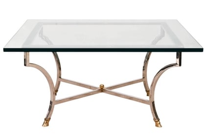 Regency Style Chrome Brass Hoof Coffee Table