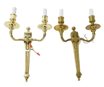 Pair Neoclassical Gilt Metal Sconces