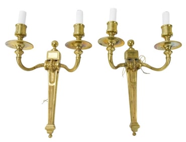 Pair Neoclassical Gilt Metal Sconces