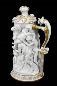 Antique Majolica Porcelain Neo Classical Stein