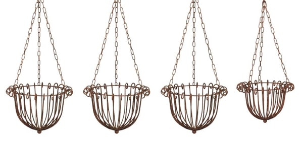 4 Wrought Iron Metal Plant Chain Hanging Baskets