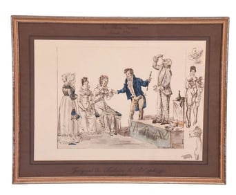 Antique 1817 Colored Engraving Jacques de Falaise