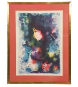 Yehuda Vardi Signed Lithograph Portrait Woman