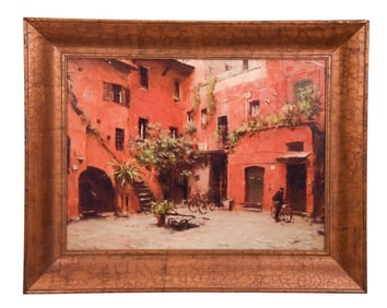 Enhanced Giclee Presentation Framed Italian Town