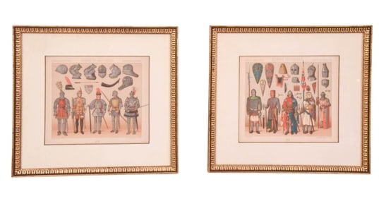 Pair 19th C Prints European Armament by Racinet