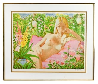 Paul Ravelle Signed Lithograph of Female Nude