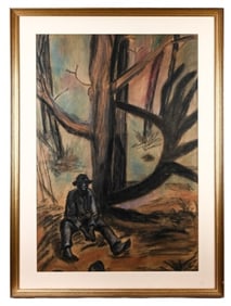 1968 Genre Signed Pastel Drawing of Black Man