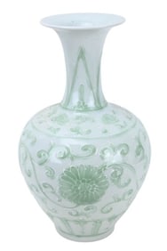 Chinese Hand Painted Celadon Porcelain Vase