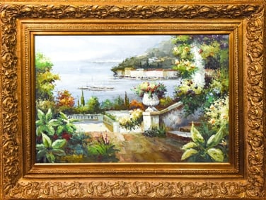 Ravmundo Signed Oil Painting of Italian Seaside