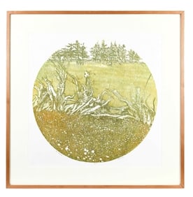 Ruth Leaf Signed Wood Block Titled New Meadow