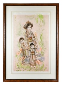 Edna Hibel Signed Lithograph Setsu w COA