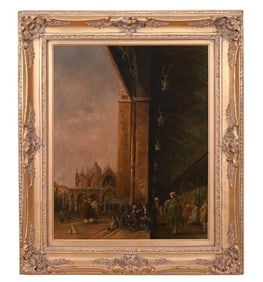 After Giovanni Antonio Canal Oil Painting Piazza