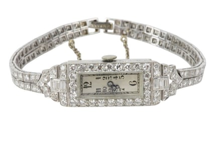 Vintage Platinum Diamond Case and Bracelet Watch