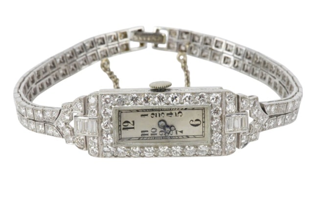Vintage Platinum Diamond Case and Bracelet Watch