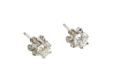 14K White Gold Round Diamond Stud Earrings