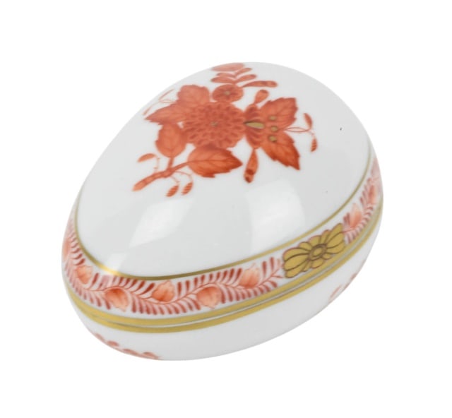 Herend Hungary Chinese Bouquet Rust Trinket Box