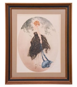 Louis Icart Blue Bonnet Vintage Framed Print