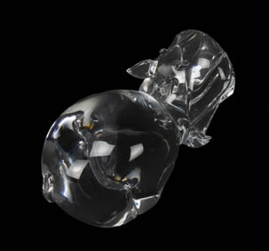 Signed Hippopotamus Glass Figurine