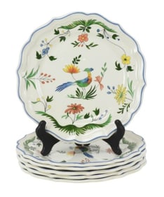 6 Gien Oiseaux Birds of Paradise Porcelain Plates