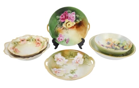 6 Antique Bavarian Hand Painted Serving Pieces