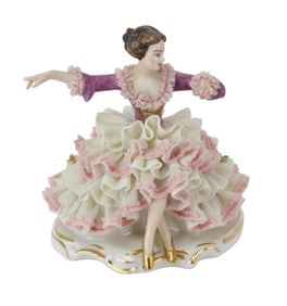 Dresden Hand Painted Lace Porcelain Figurine