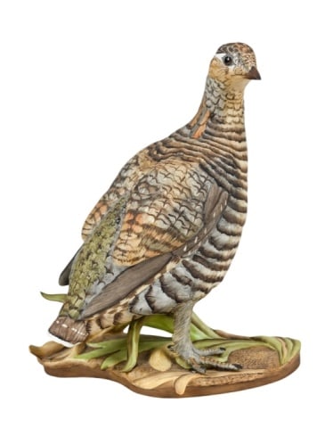 Boehm Lesser Female Prairie Chicken Statue: Boehm Lesser Female Prairie Chicken Hand Painted Porcelain Statue. Measures 11 inches x 9 inches.
