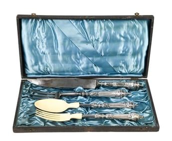 Antique 19th Century 800 Silver 4 Piece Dinner Set
