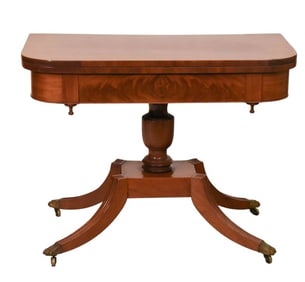 Federal Style Brass Lion Paw Flip Top Game Table