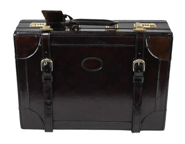 Vintage Men's Leather Briefcase w Buckles