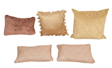 5 Designer Down Filled Throw Pillow Gold Tones