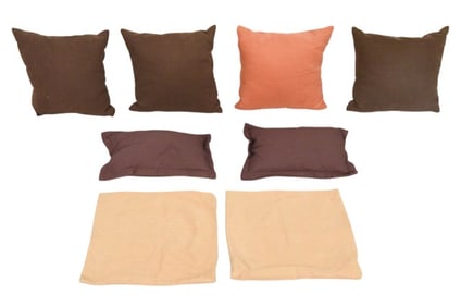 8 Linen Covered Throw Pillows Earth Tones