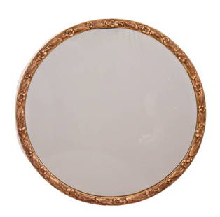 Vintage French Ornate Gilt Round Mirror: Vintage French Ornate Gilt Round MirrorMeasures 30 inches diameter.