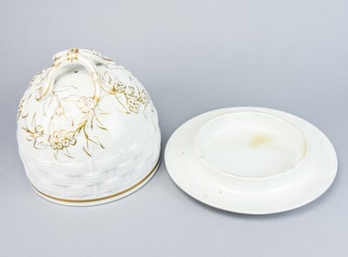 Antique 19th C Ironstone Cheese Dish & Dome