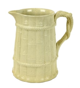 Antique English Caneware Pottery Bamboo Pitcher