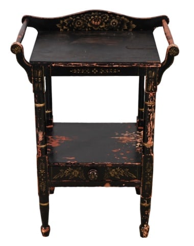 Antique Hand Carved Ebonized Painted Dry Sink (1 of 14)