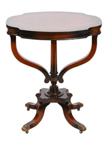 Empire Style Hand Carved Pedestal Side Table