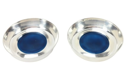 Georg Jensen Sterling Silver & Blue Enamel Salts