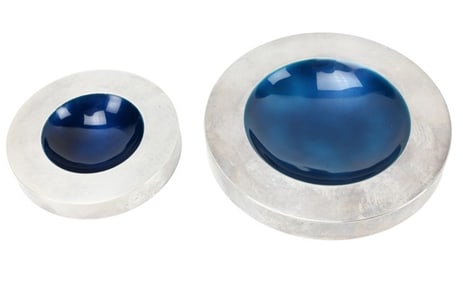 Georg Jensen Sterling Silver & Blue Enamel Salts