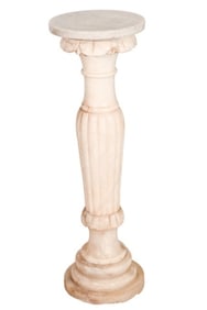 Heavily Carved Marble Neo Classical Torchere Stand