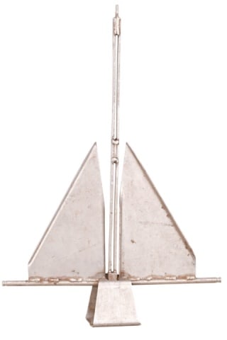 Large Stainless Steel Fluke Style Boat Anchor: Large Stainless Steel Fluke Style Boat Anchor. Measures 37 inches x 26 inches.
