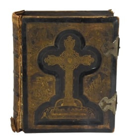 1872 Douay-Rheims Holy Bible Leather w Clamps