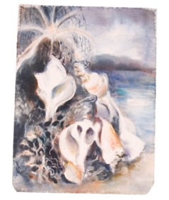 Irene Aunio Signed Watercolor Painting Sea Shells