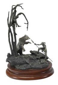 J.J Barnum "Tree'd" Pewter Sculpture