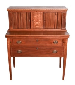 Antique Federal Tambour Door Inlaid Secretary Desk