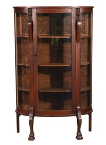 Antique East Lake Glass Bow Front Curio Cabinet