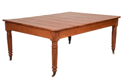 Reclaimed Pine Dining Room Table on Casters
