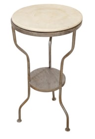 Mid Century Tole Metal Marble Top Side Table